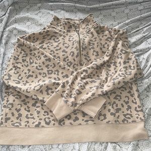 Half Zip Cheetah Print Sweatshirt